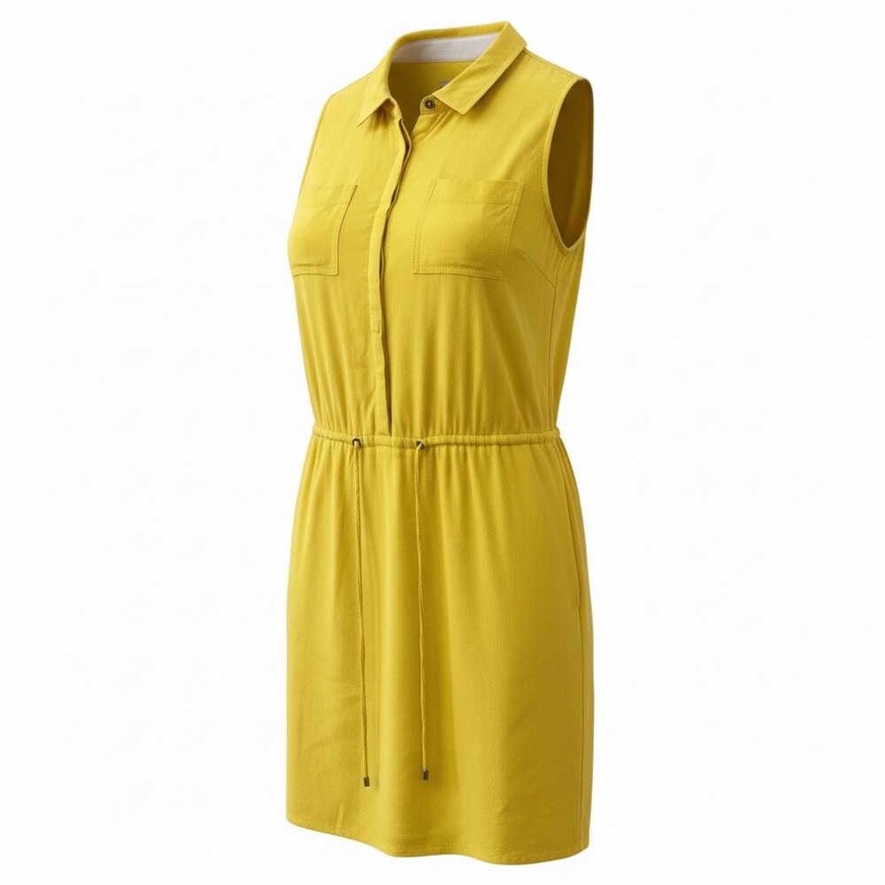 Banana Republic Shirt Dress Size 4P Petite Safari Yellow